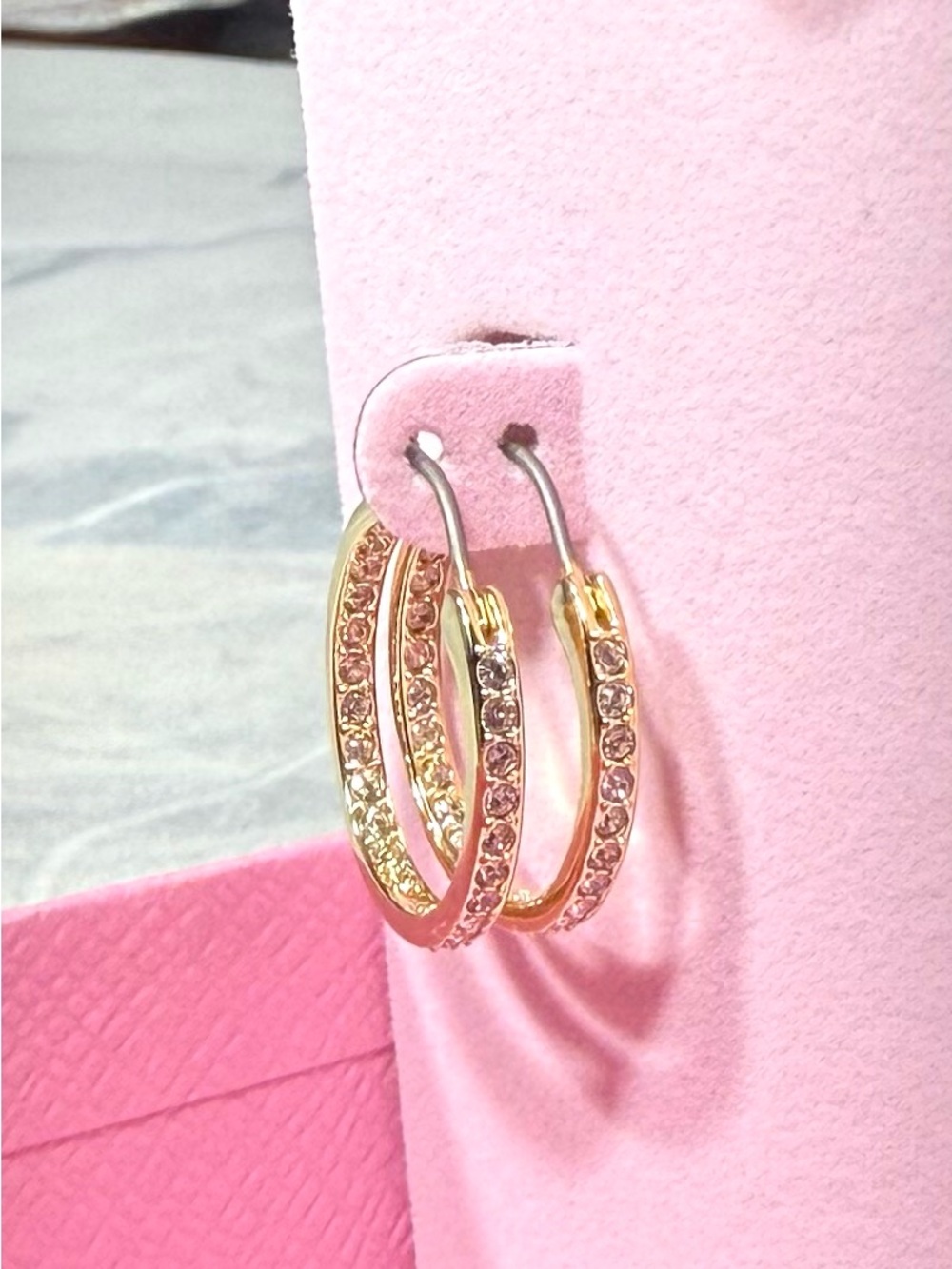 Swarovski Sommerset hoop earrings Small, White, 18K gold finish 5735020